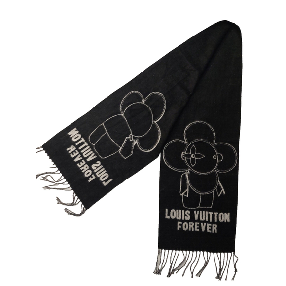 Louis Vuitton LV Forever Reversible Gray Black Cashmere Scarf Pre-Owned - Picture 7 of 16